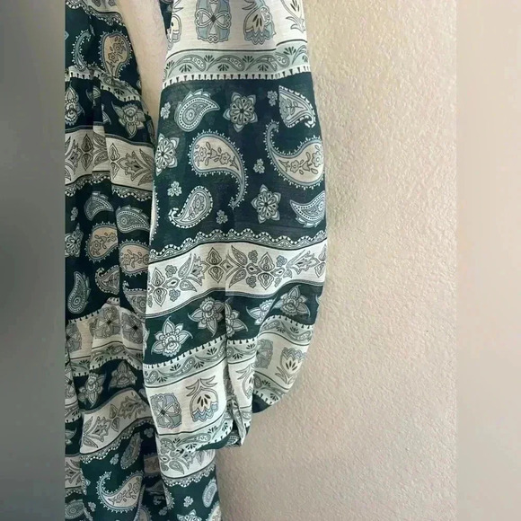 Wrangler retro Hunter Paisley knee length hunter green sheer flowy dress women’s - Picture 9 of 13